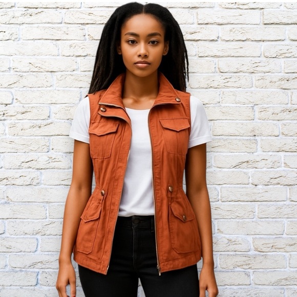 American Rag Cie Women's Rust Utility Vest Jacket - Size Small - Picture 1 of 9